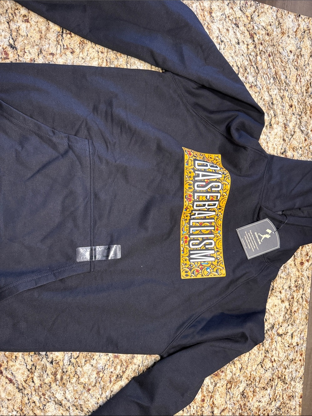 Baseballism Black Hoodie with emoji'Bakerism' Graphic
